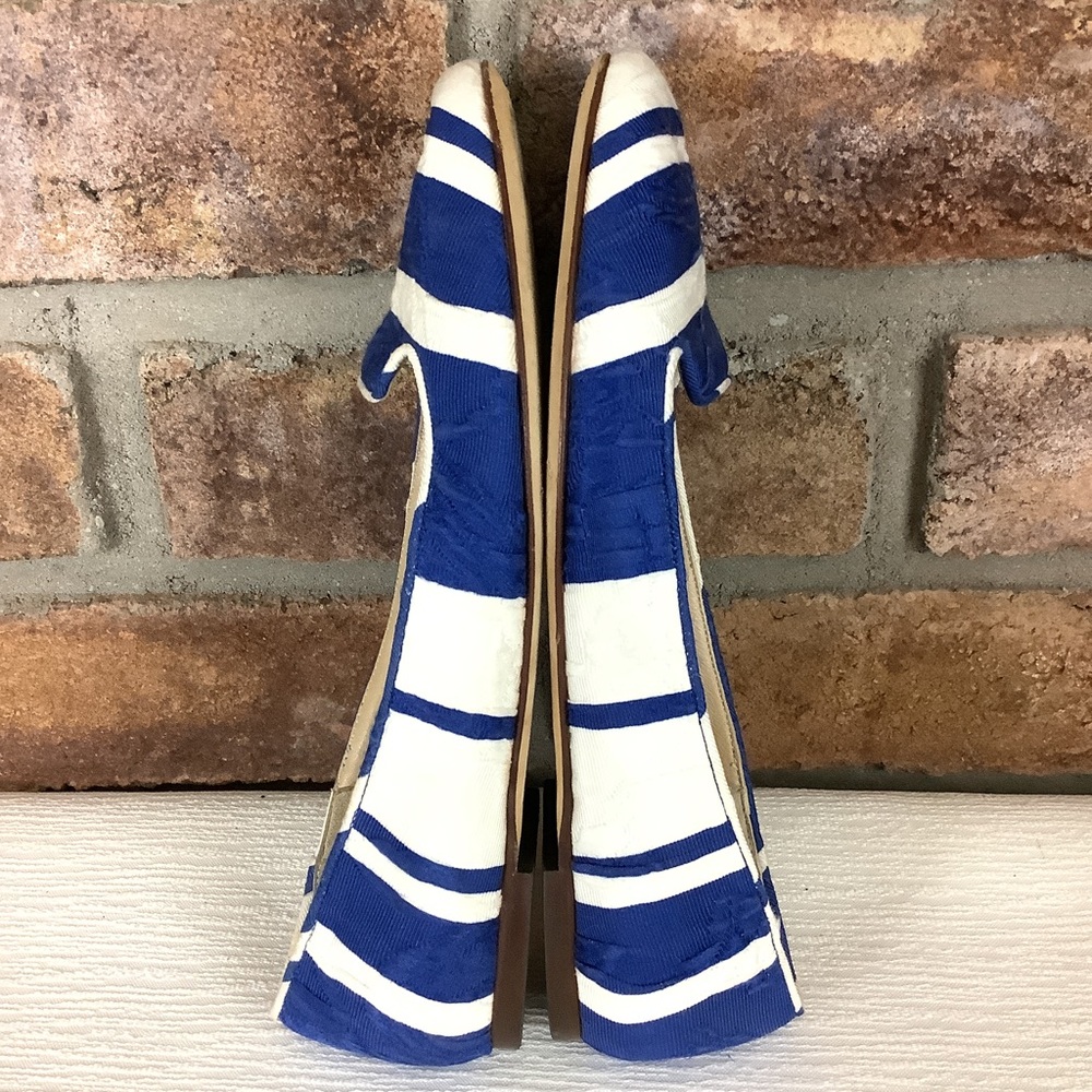 DOLCE & GABBANA Blue/White Stripe Brocade Slip-On Flats - Picture 8 of 16